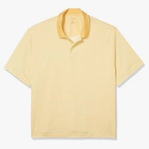 Men's Yellow Polo Shirt Golf Van Heusen XL Quick Dry Wicking Work Attire Stripe